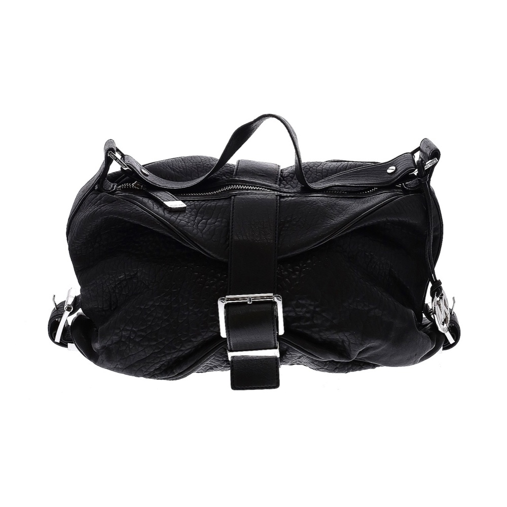 Michael Michael Kors Soft Pebbled Leather Belted Buckle Hobo Shoulder Black Bag